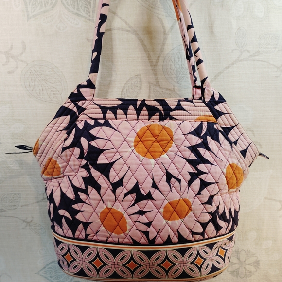 Vera Bradley Quilted Floral Shoulder/Tote Bag in Pink, Blue And Orange - Picture 2 of 4
